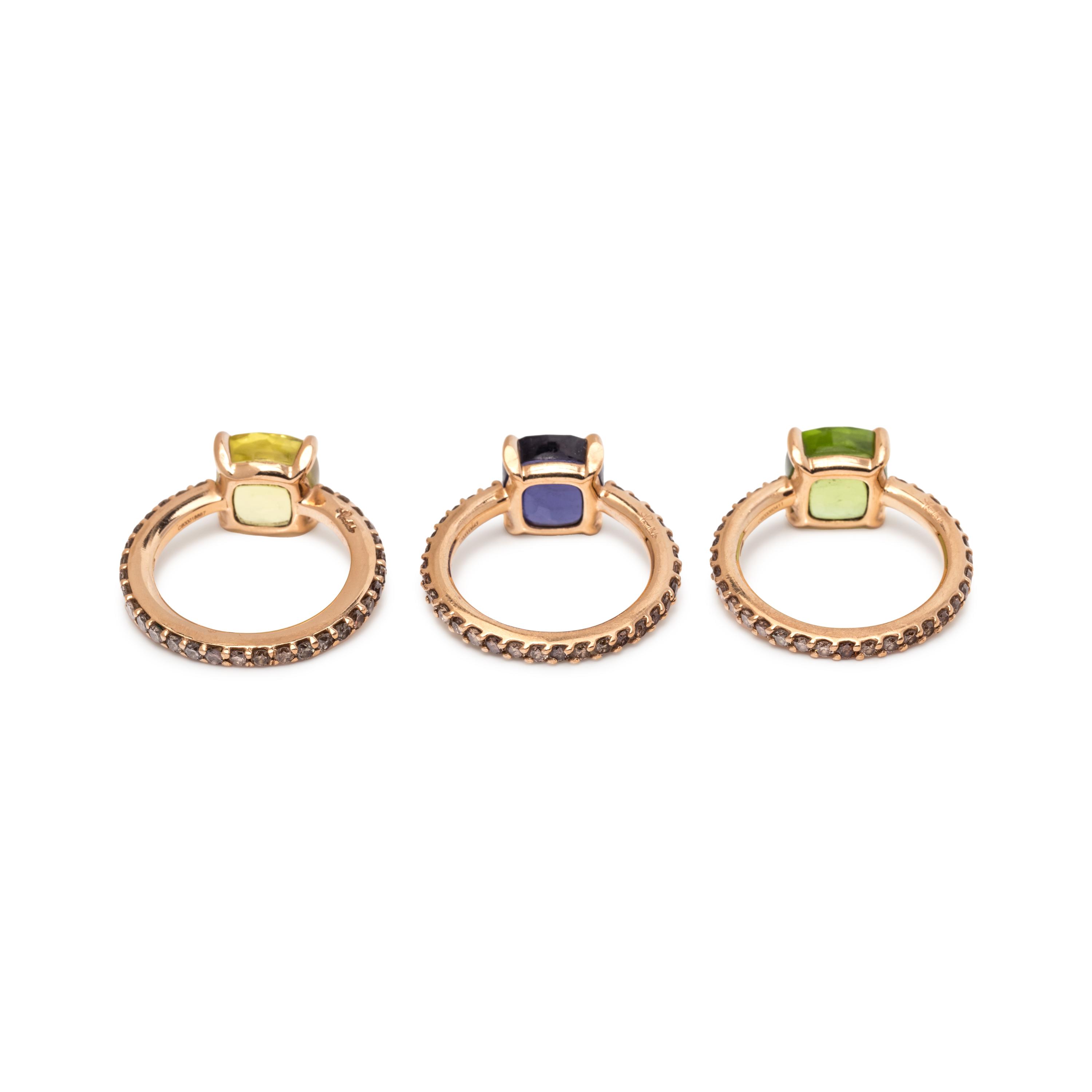 POMELLATO, GEMSTONE AND COLORED DIAMOND 'BABY' RING SET