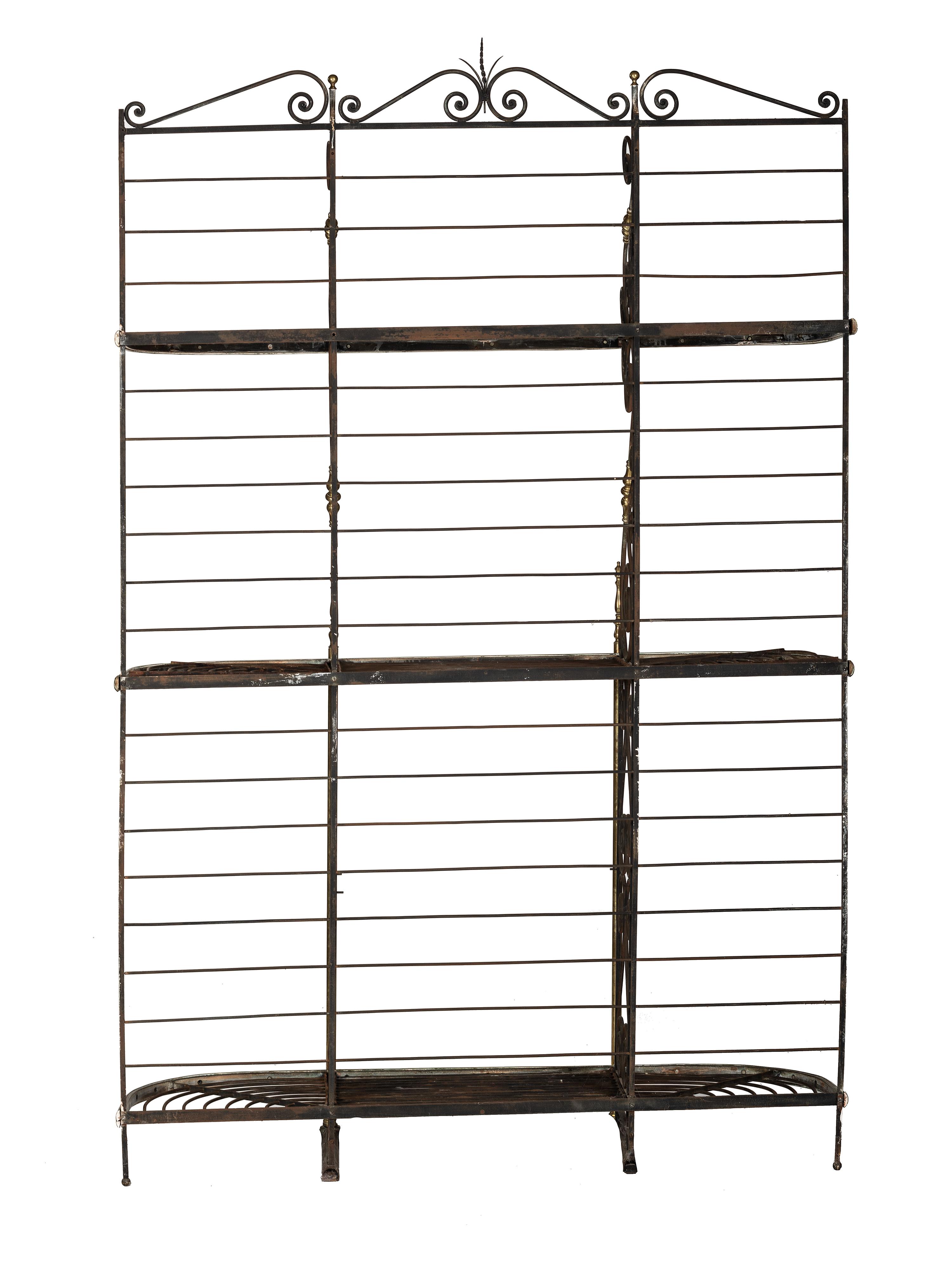 A Damerval Freres Cast Iron and Brass Baker's Rack