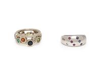 WHITE GOLD AND MULTIGEM RINGS