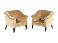 A Pair of George Smith Velvet Upholstered Armchairs