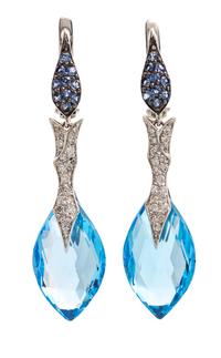 A Collection of 14 Karat White Gold, Sapphire, Blue Topaz and Diamond Jewelry, 7.90 dwts.