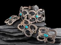 Navajo Sandcast Silver and Turquoise Concha Belt