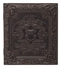 [CIVIL WAR]. Sixth plate ambrotype of Annapolis Naval Cadet Roswell Morey housed in Union case with patriotic motif.