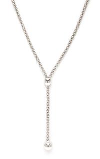 An 18 Karat White Gold Popcorn Link Lariat Necklace, Fope, 14.40 dwts.