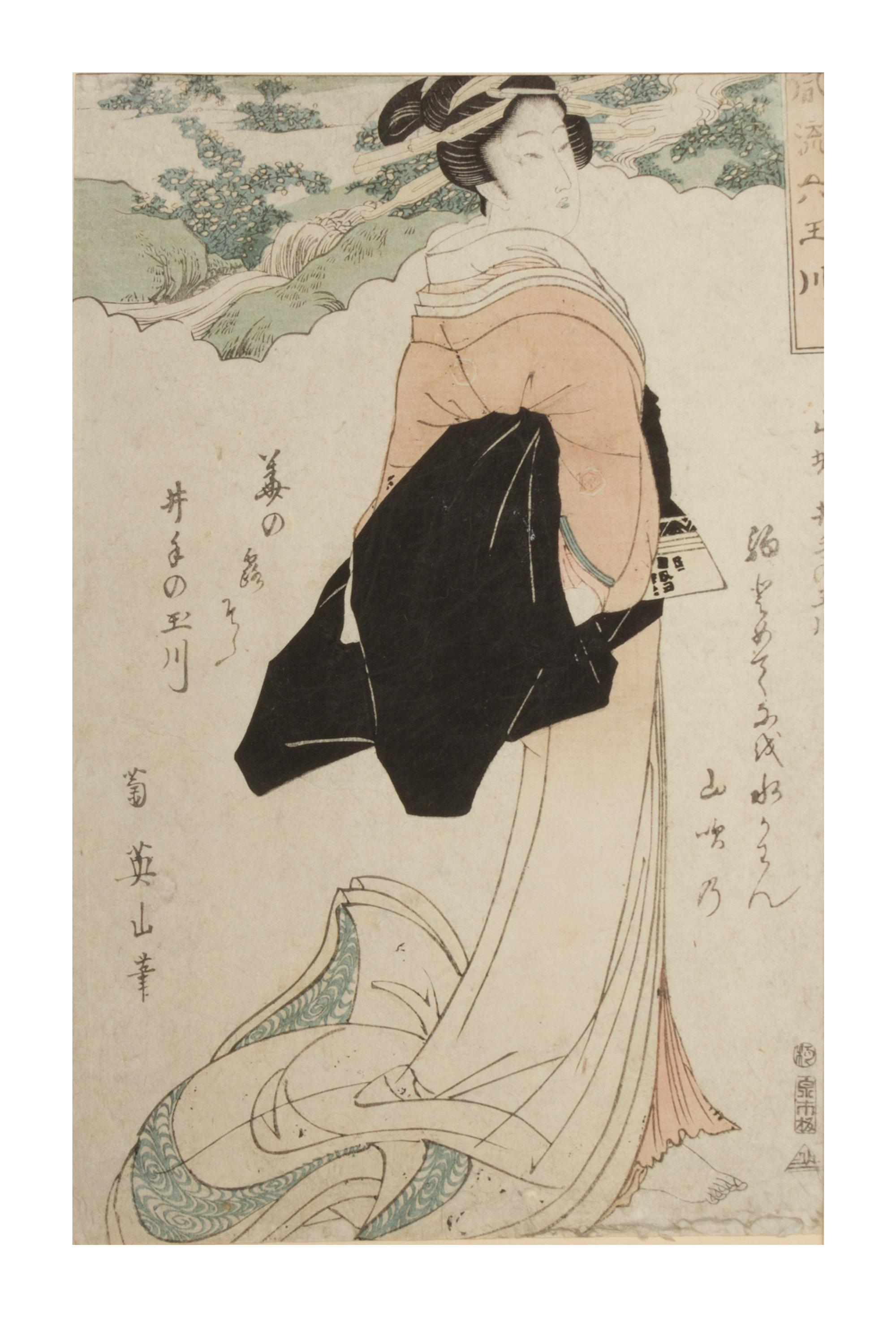 Seven Japanese Woodblock Prints Height of tallest 15 x width 10 inches.