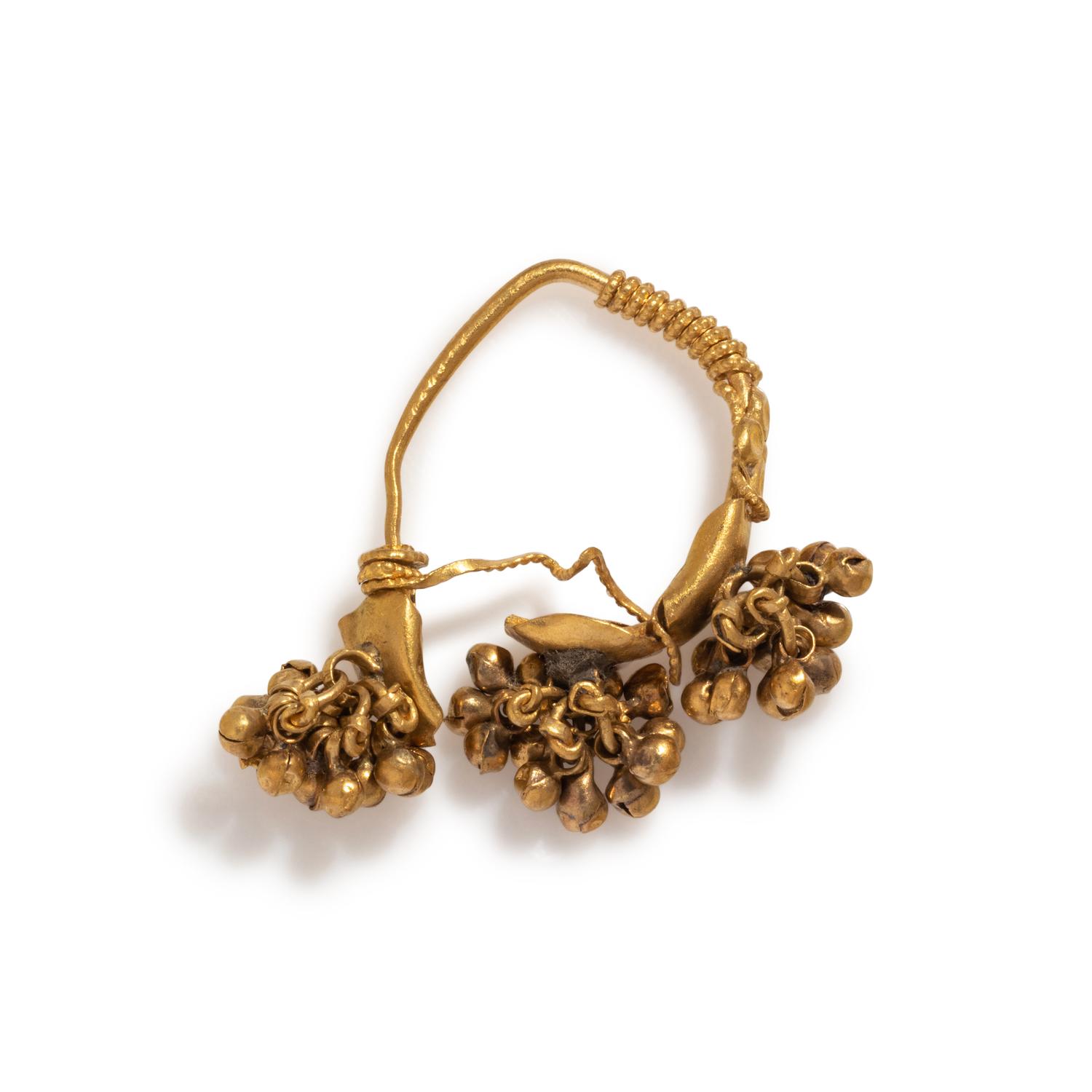 An Archaeological Revival Gold Earring with Bells