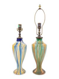 A Pair of Glazed Pottery Lamps