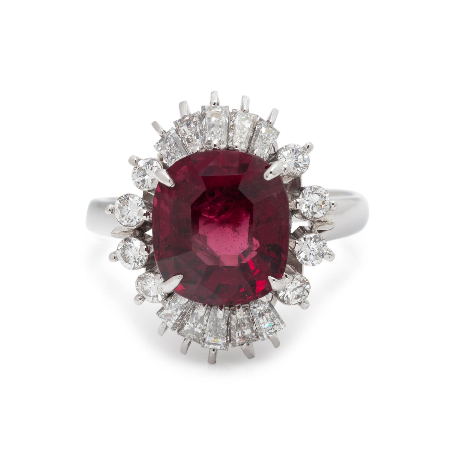 RED SPINEL AND DIAMOND RING