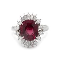 RED SPINEL AND DIAMOND RING
