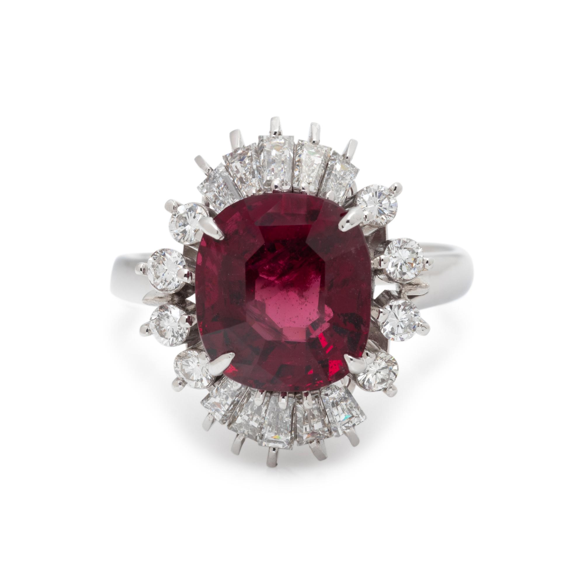 RED SPINEL AND DIAMOND RING