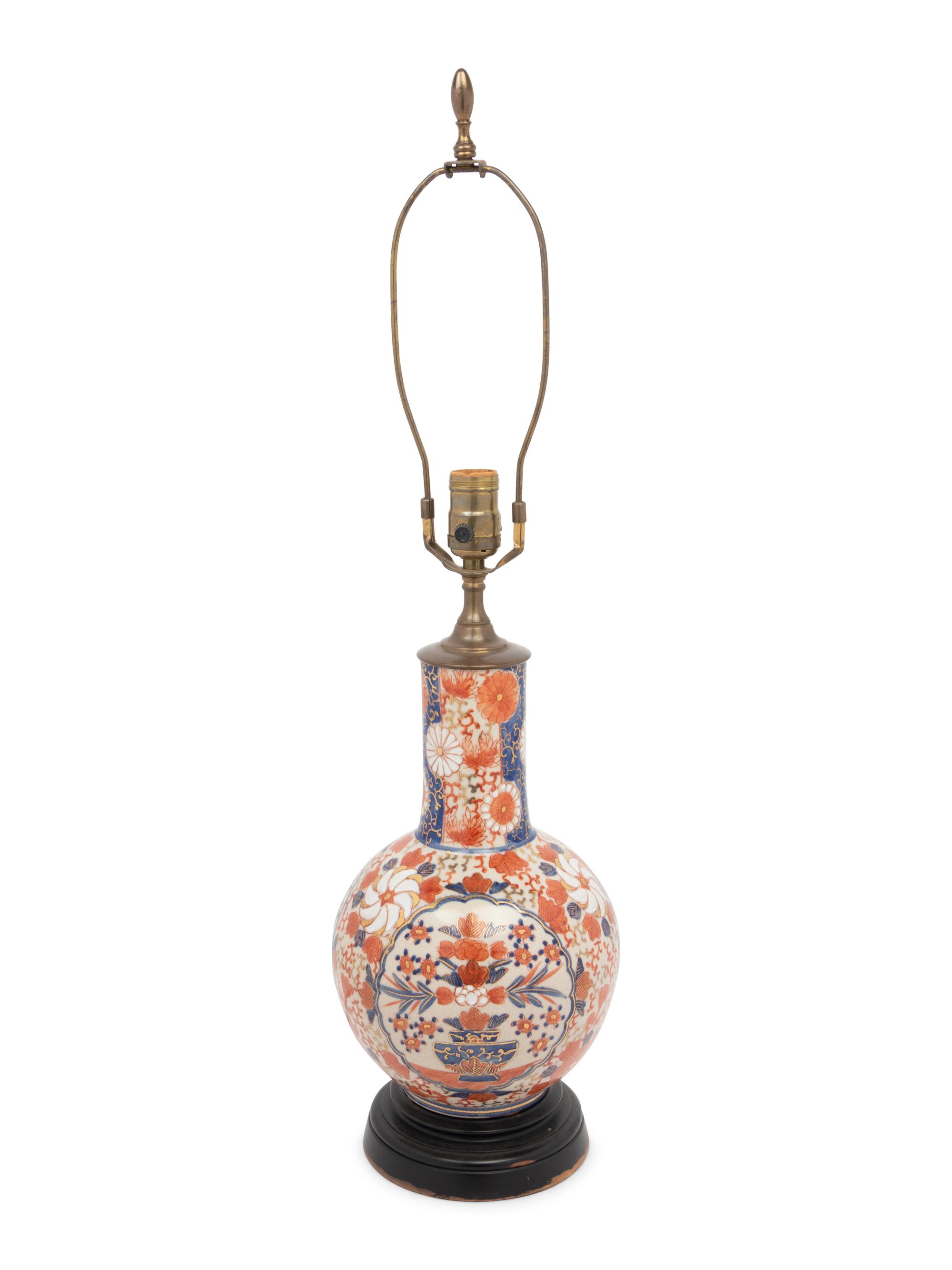 An Imari Palette Porcelain Vase Mounted as a Lamp