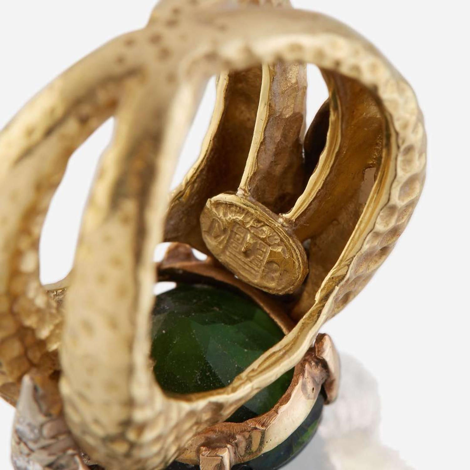 A tourmaline, diamond, and eighteen karat gold ring, La Triomphe