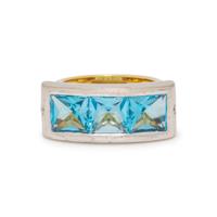 BICOLOR GOLD, BLUE TOPAZ AND DIAMOND RING