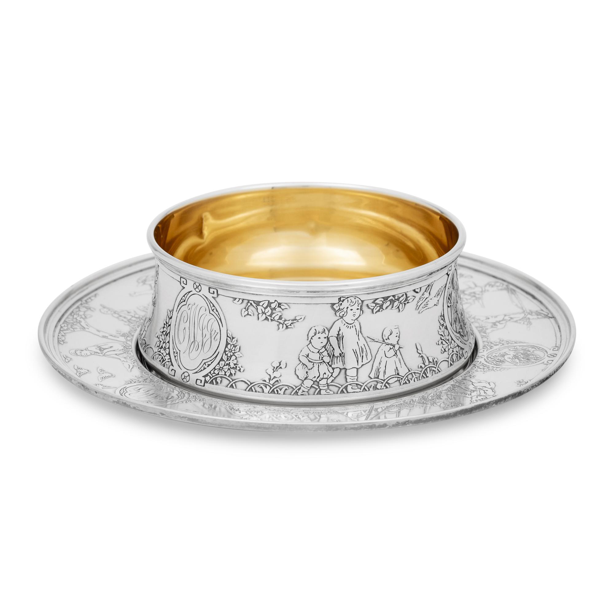 An American Silver Child's Bowl and Plate