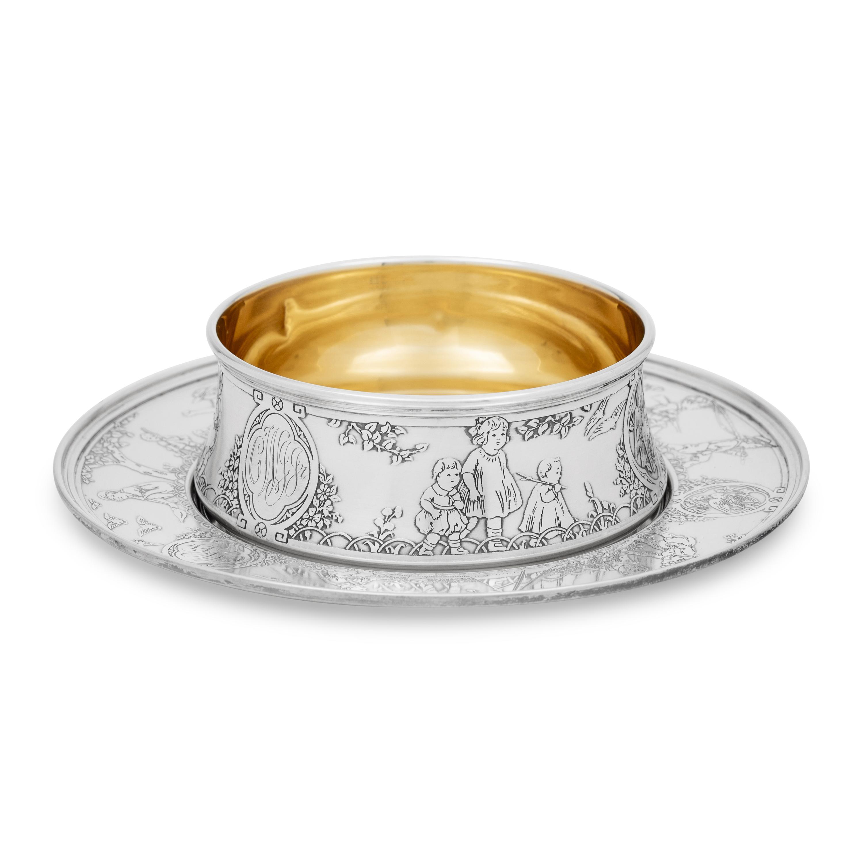 An American Silver Child's Bowl and Plate
