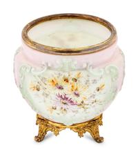 A Wavecrest Glass and Gilt Metal Jardinière
