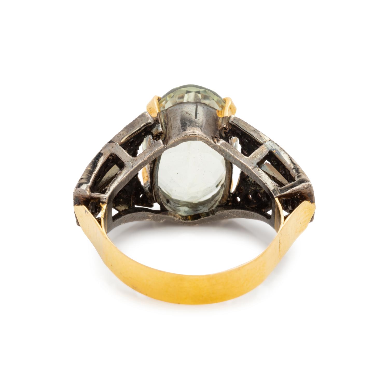 TOURMALINE AND COLORED DIAMOND RING