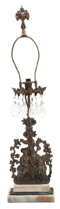 A Victorian Brass Table Lamp Height 28 inches. — LATE 19TH CENTURY