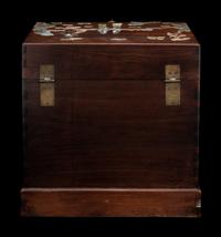 A Chinese Mother-of-Pearl Inlaid Huanghuali Seal Chest
