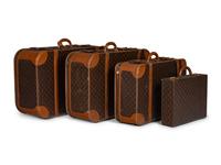 Three Louis Vuitton Soft-Sided Suitcases by French Company and One Briefcase, Late 20th Century