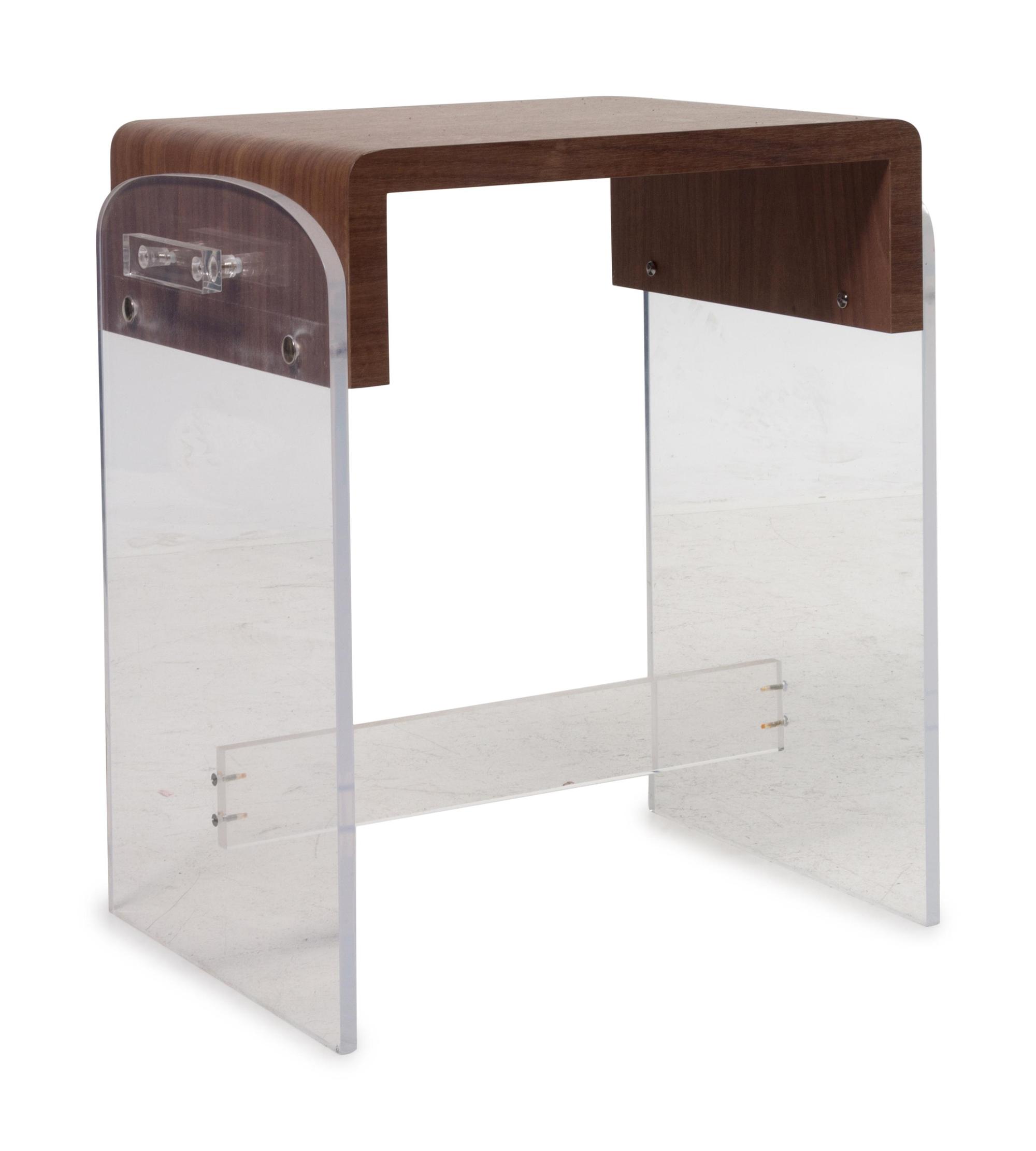 A Wood Veneered and Lucite Side Table