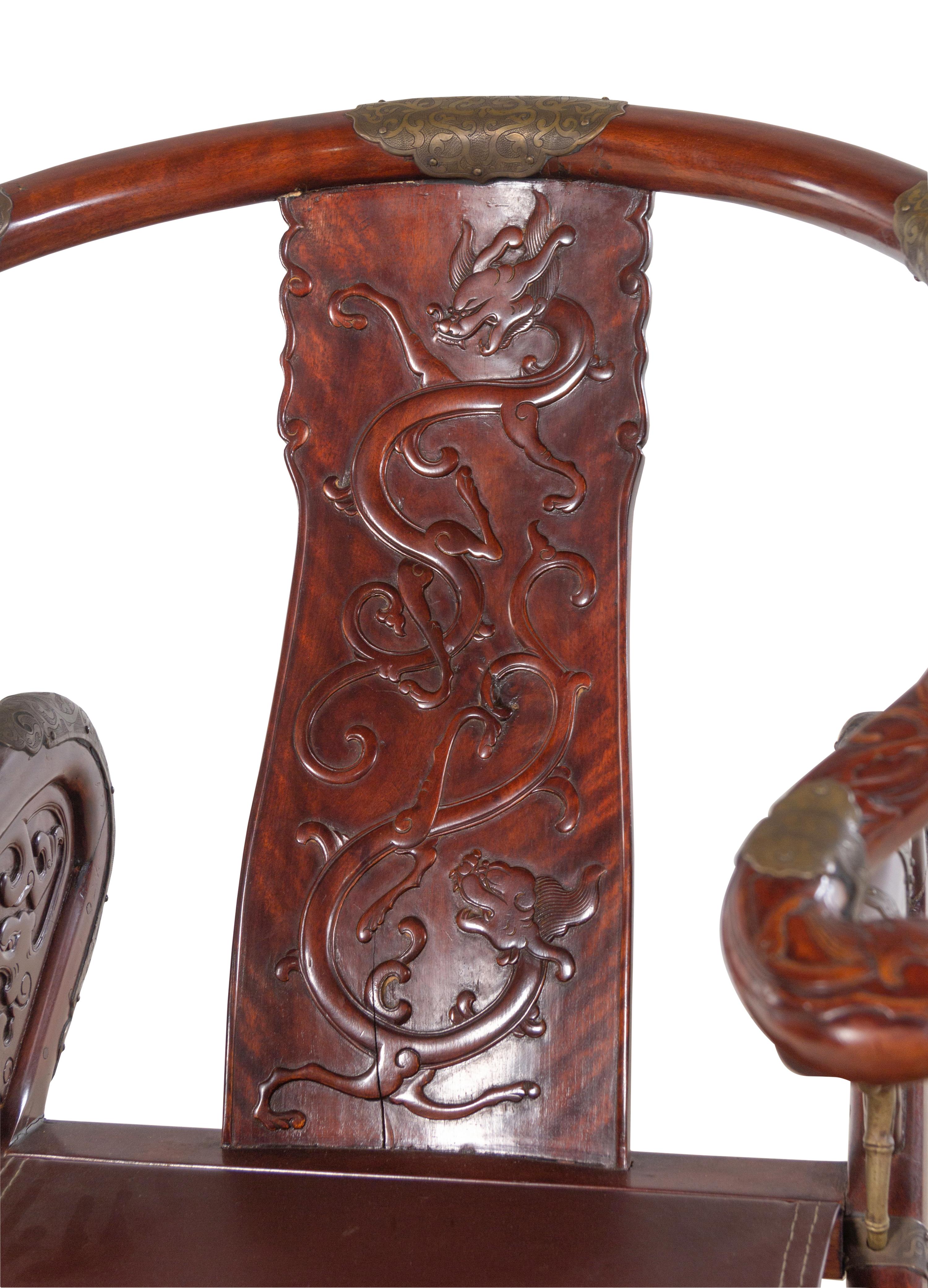 A Chinese Possibly Huanghuali Wood Folding Armchair, Jiaoyi