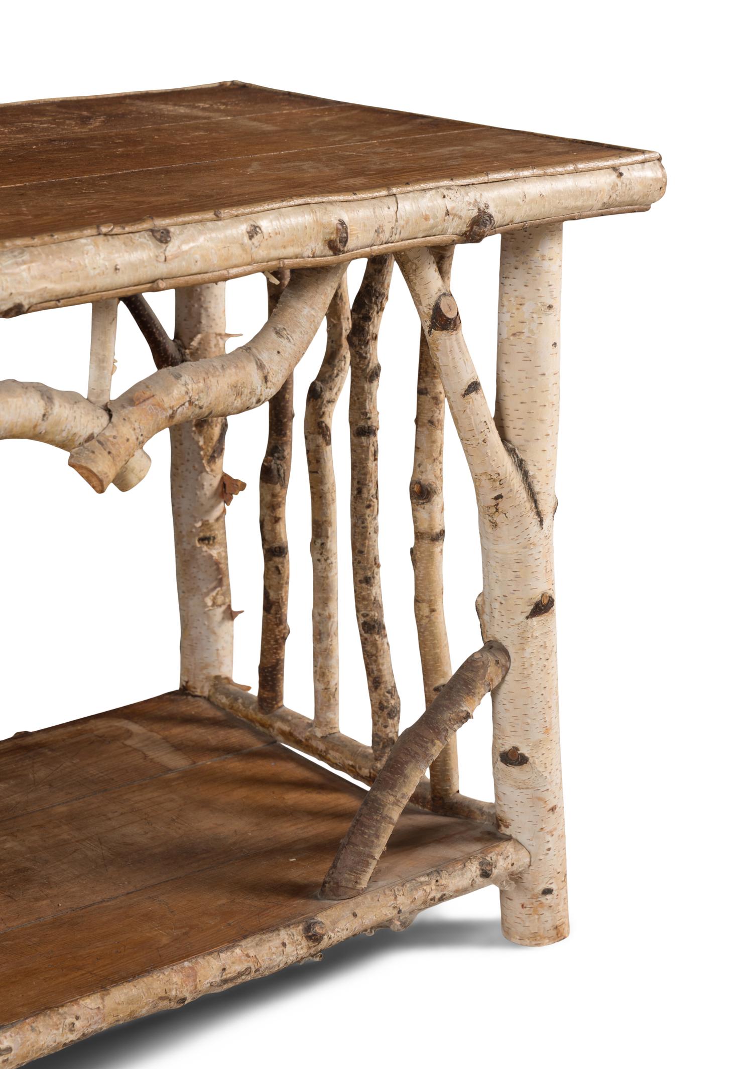 An Adirondack Style Birch and Oak Console Table
