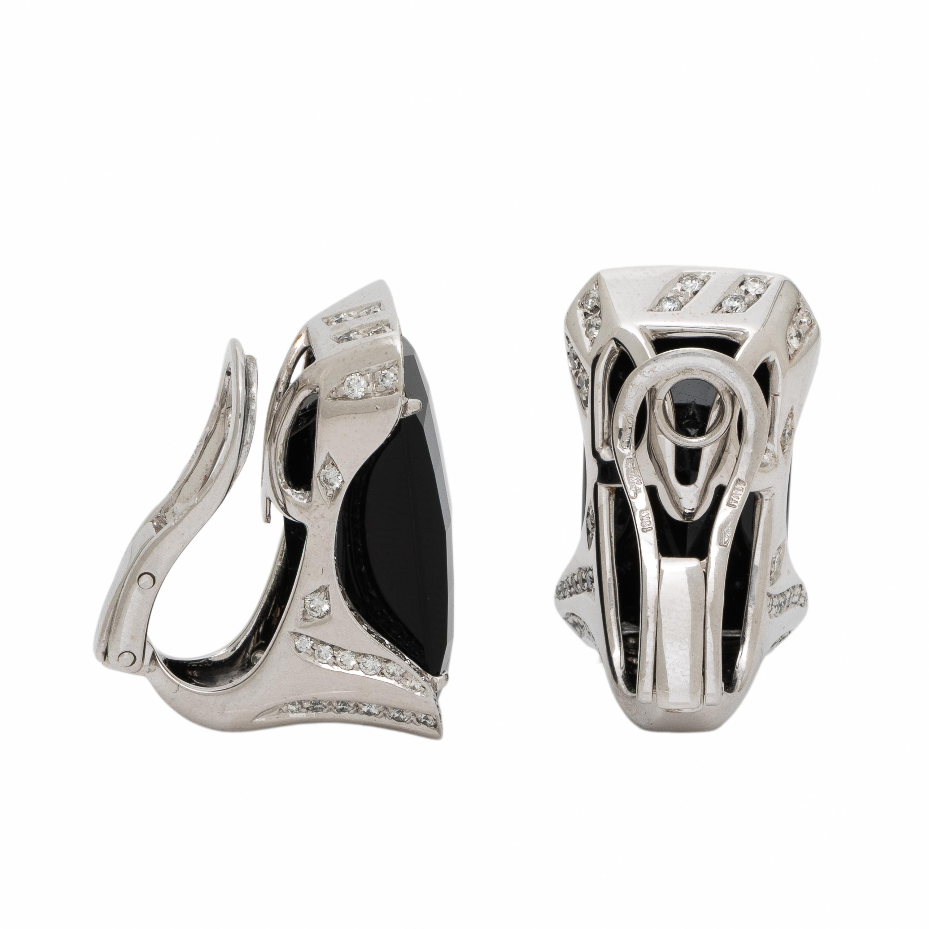 Chantecler, Onyx, Diamond, and White Gold Earrings