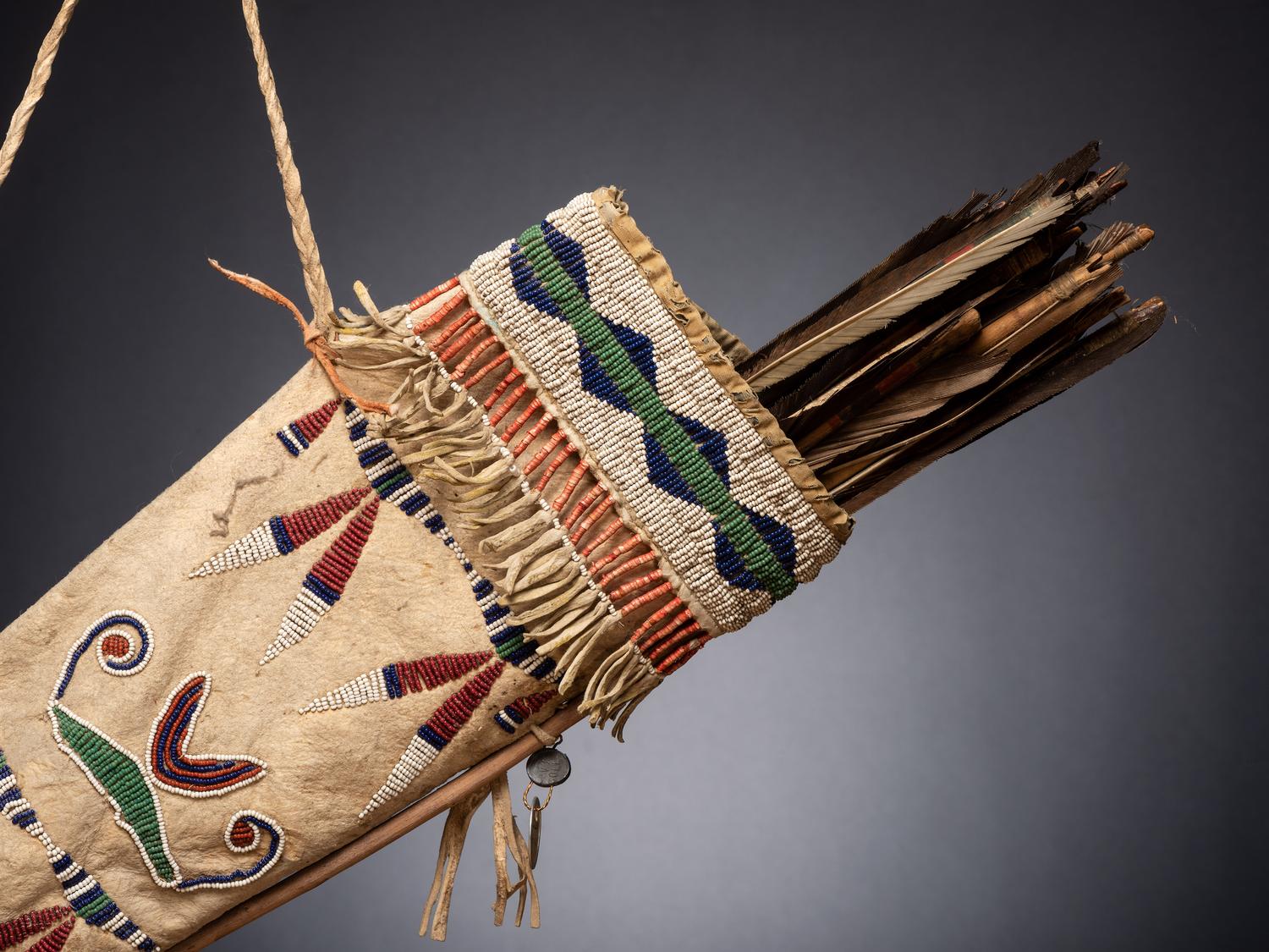 Yankton Sioux Beaded Hide Quiver, with Arrows