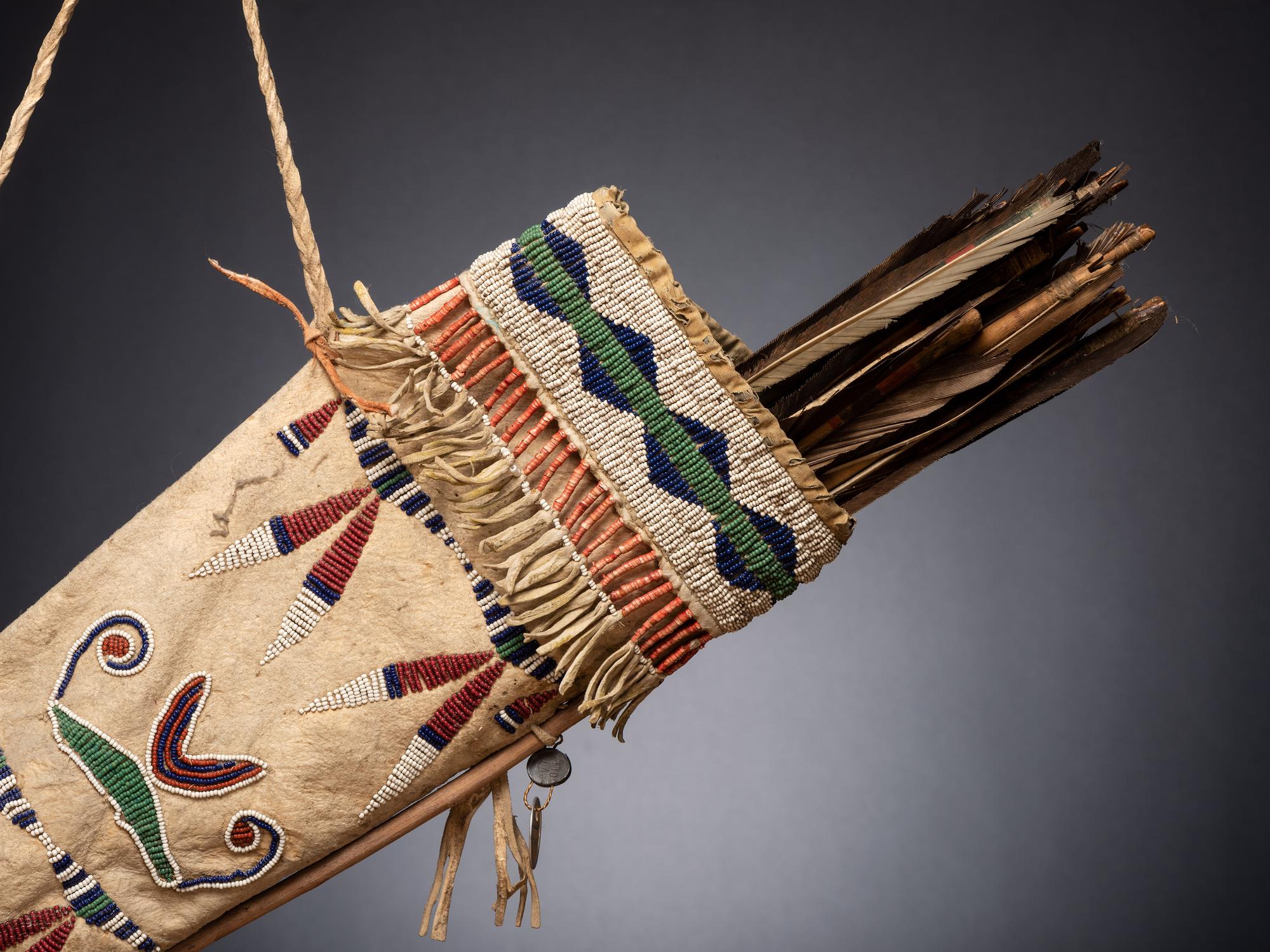 Yankton Sioux Beaded Hide Quiver, with Arrows