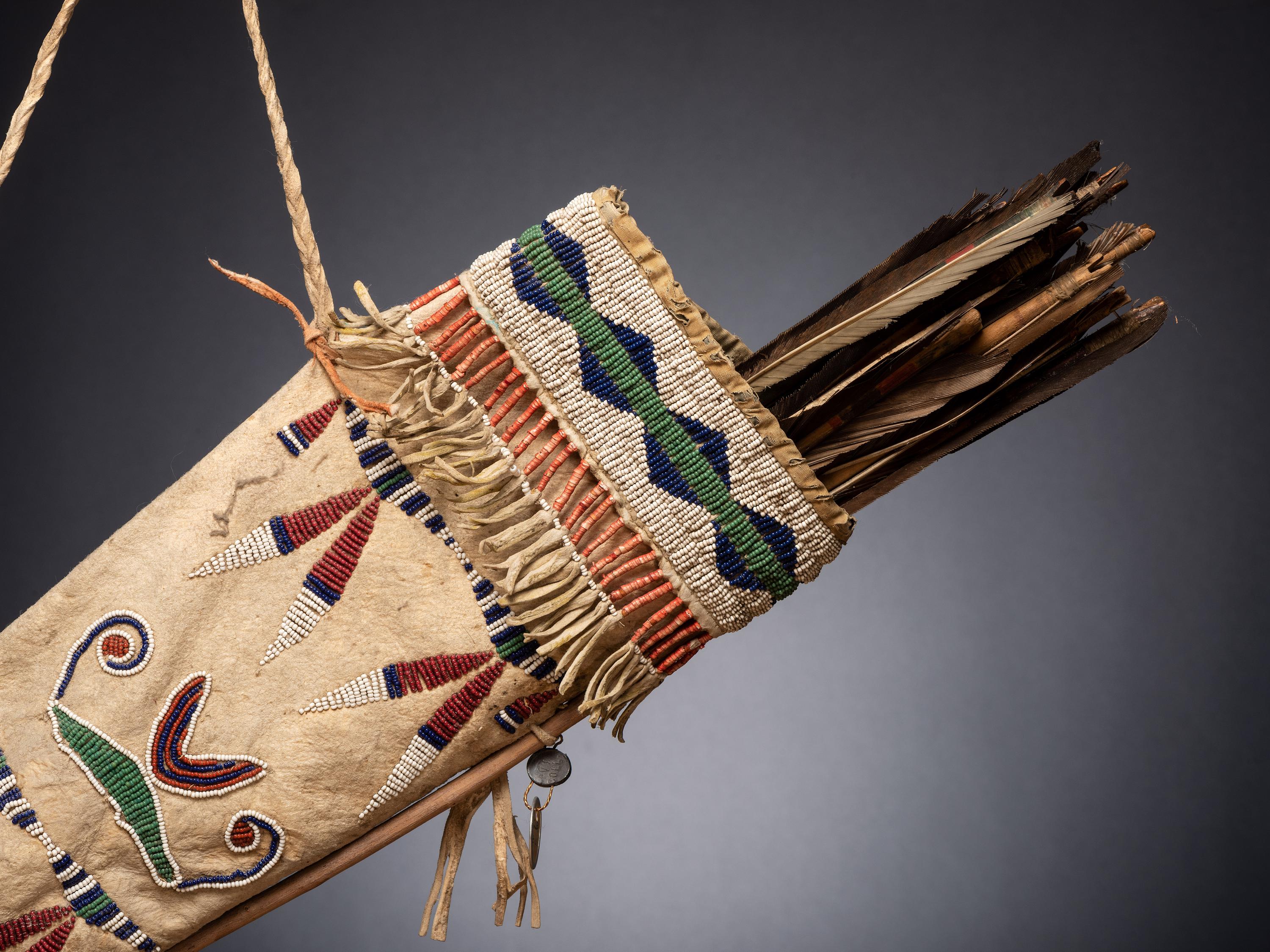Yankton Sioux Beaded Hide Quiver, with Arrows
