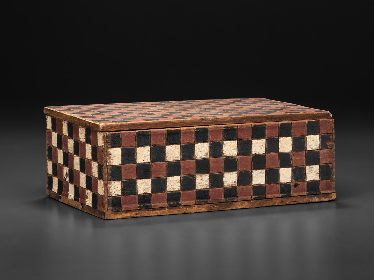 A Folk Art Paint Decorated Pine Box