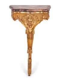 A Louis XV Style Giltwood Marble-Top Console Table