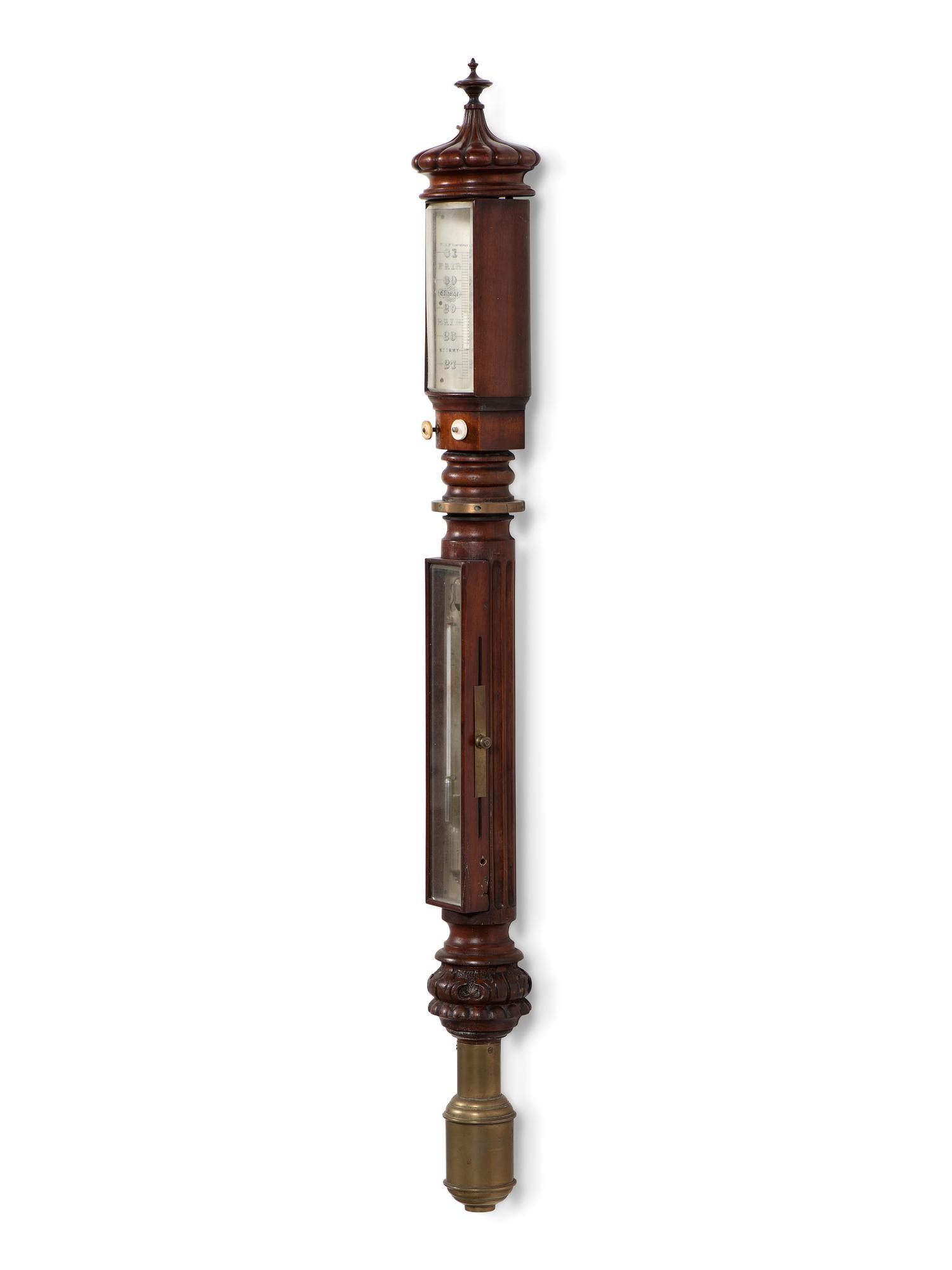 An English Mahogany Marine Stick Barometer with 'Improved Sympiesometer'
