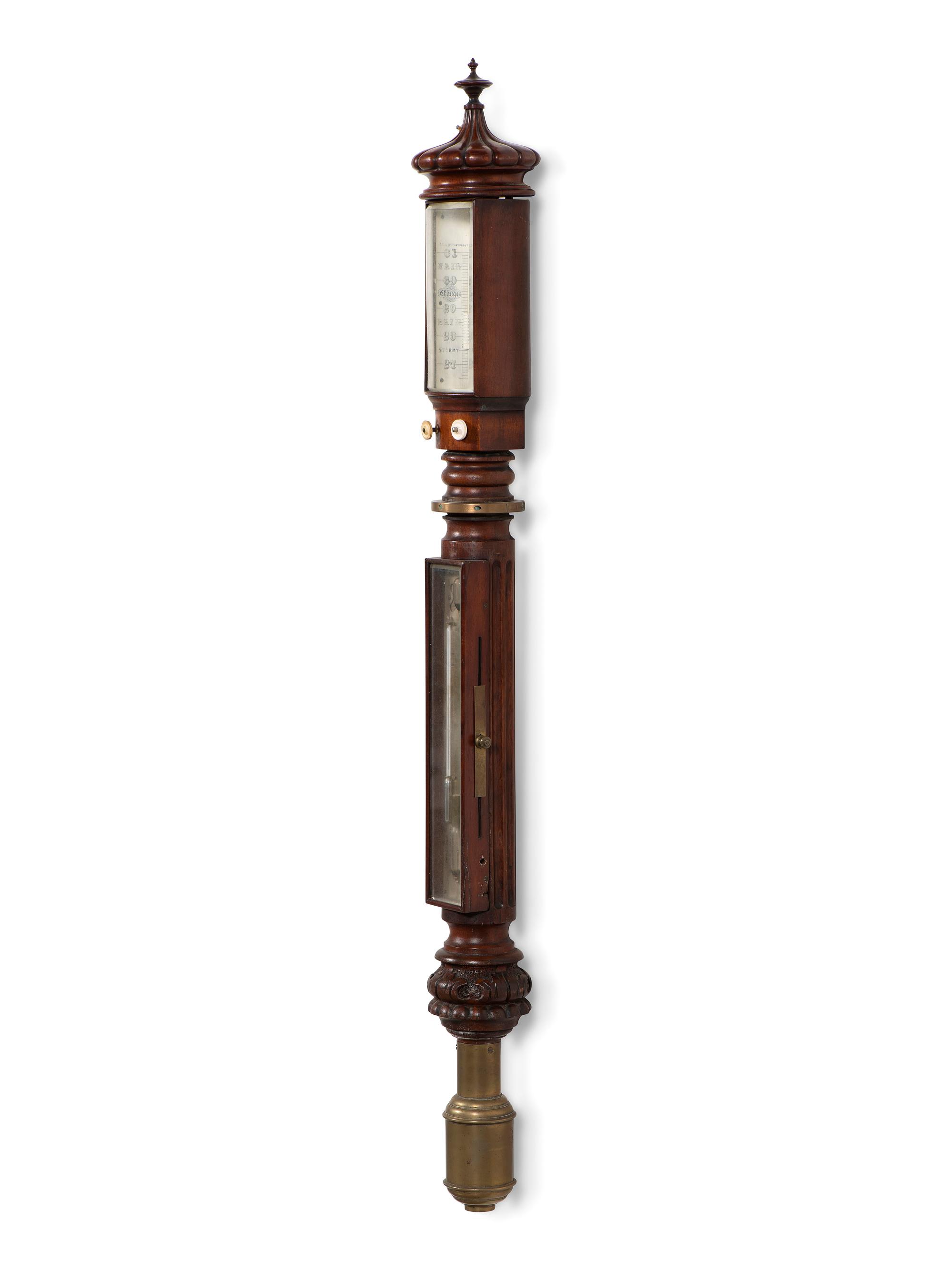 An English Mahogany Marine Stick Barometer with 'Improved Sympiesometer'