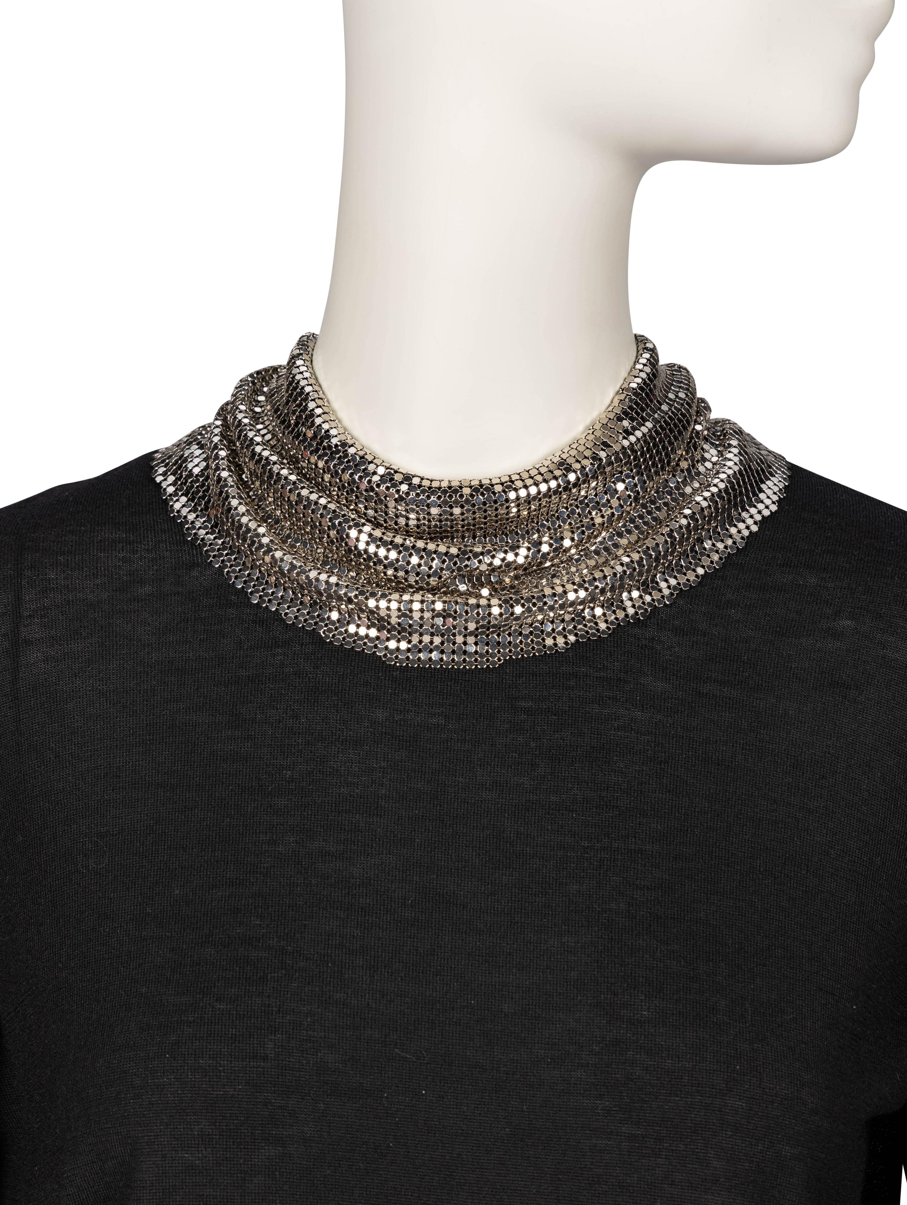 Chanel, Cashmere Shirt with Removable Metal Mesh Scarf