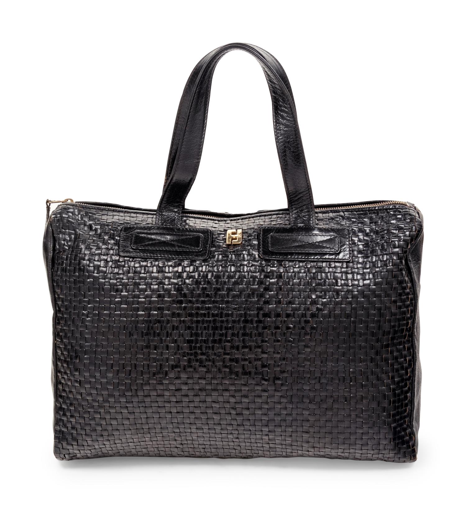 Fendi Woven Leather Bag, 1960s-1970s