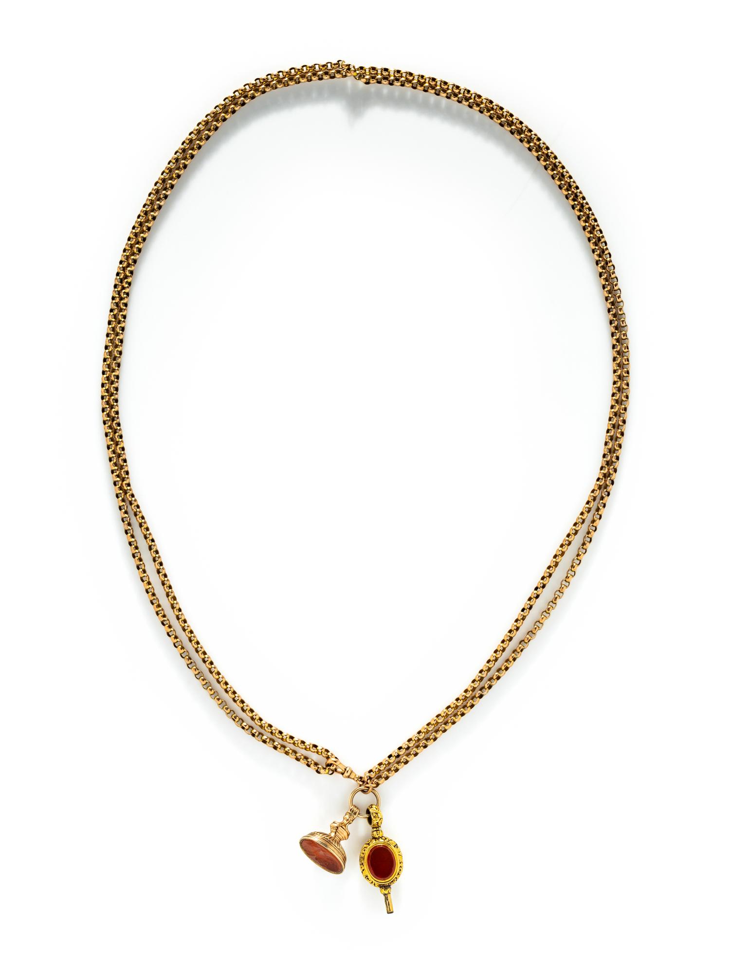 YELLOW GOLD FOB CHAIN AND CHARMS