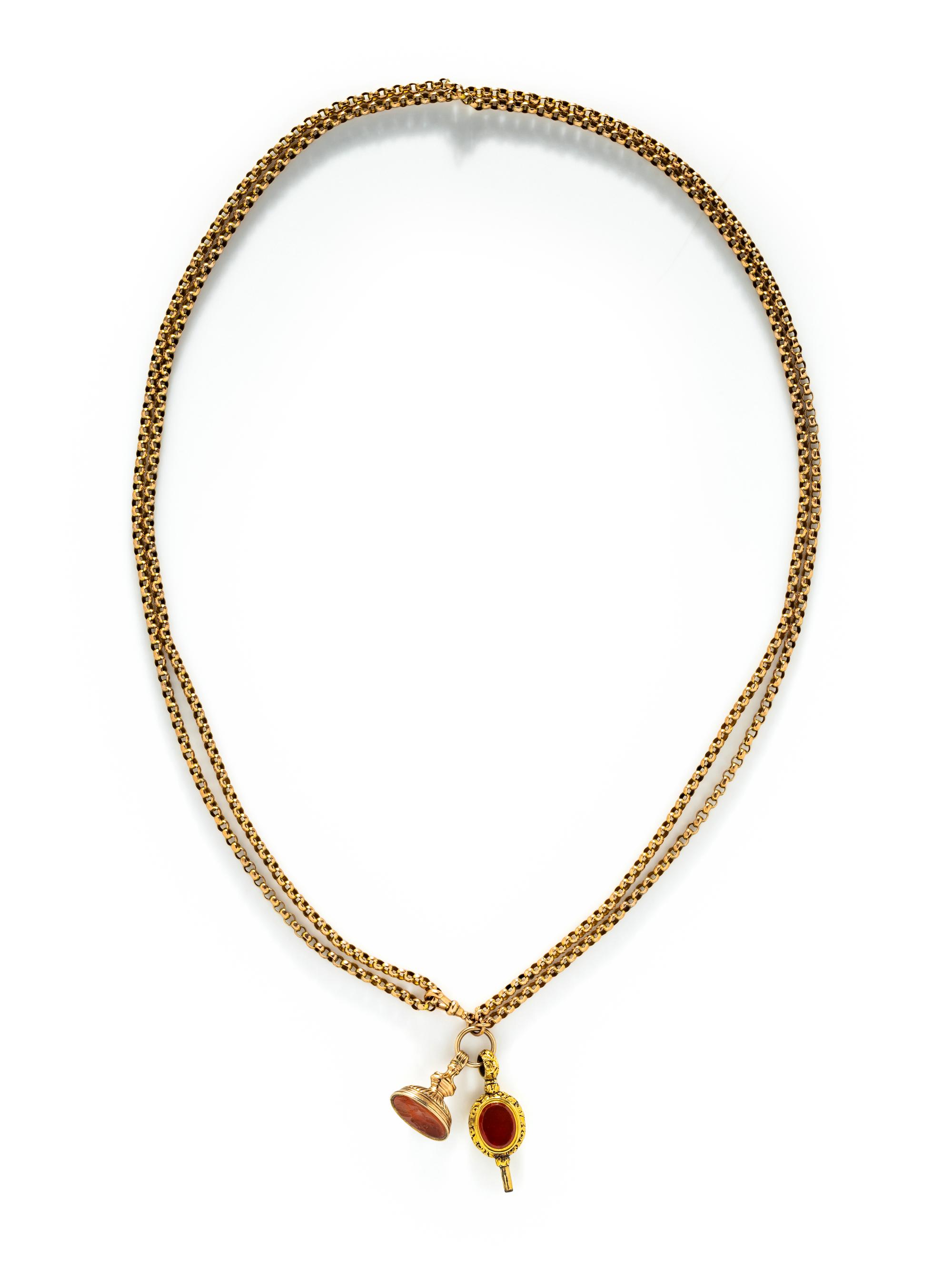 YELLOW GOLD FOB CHAIN AND CHARMS