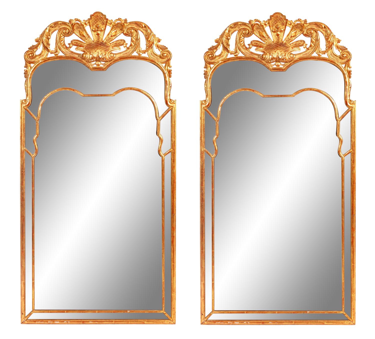 A Pair of Regency Style Giltwood Mirrors Height 60 x width 30 inches. — 20TH CENTURY