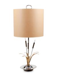 A Silvered and Gilt Metal "Cattail" Lamp in the Style of Maison Charles