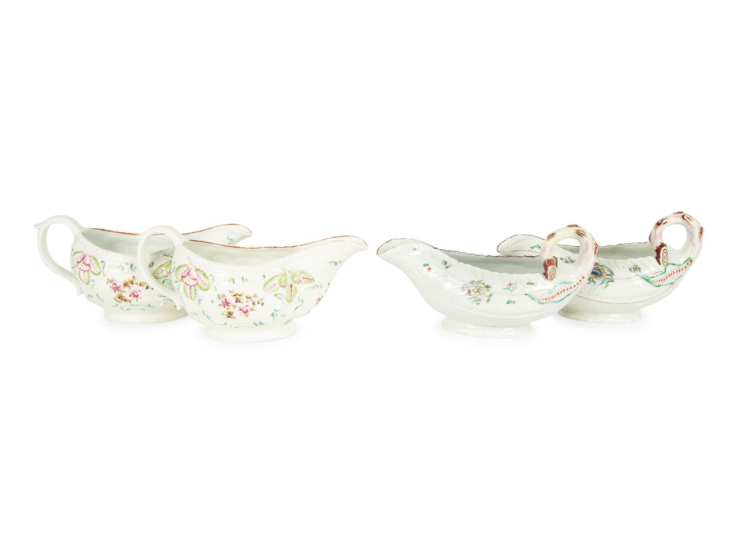Four English Porcelain Sauce Boats — 18TH CENTURY