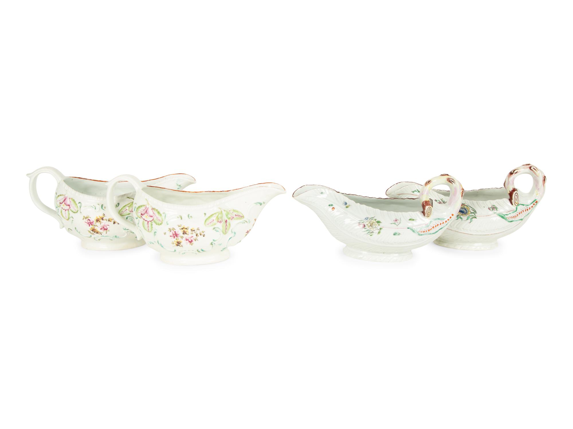 Four English Porcelain Sauce Boats — 18TH CENTURY