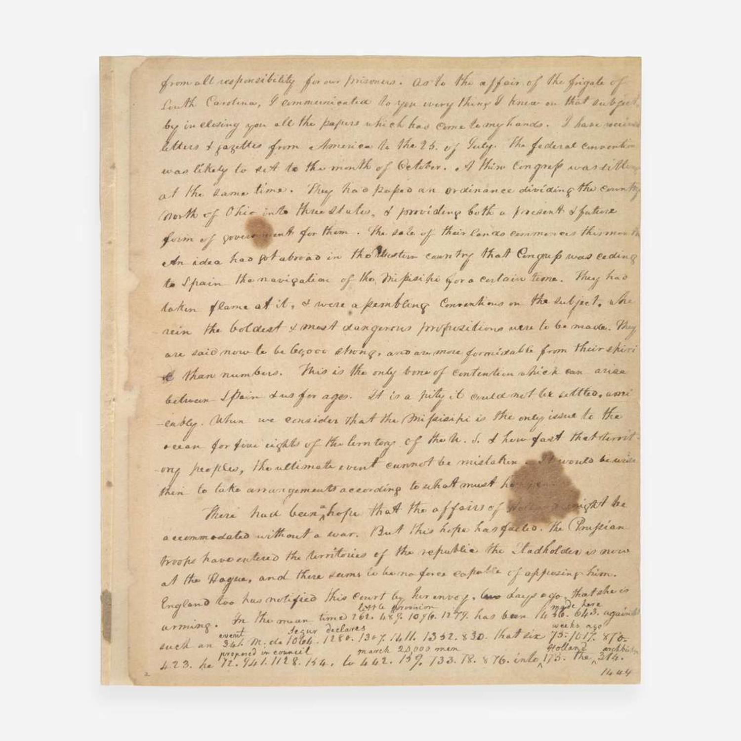 [Presidential] [Jefferson, Thomas] (Washington, Henry A.) Manuscript Copy of an Autograph Letter