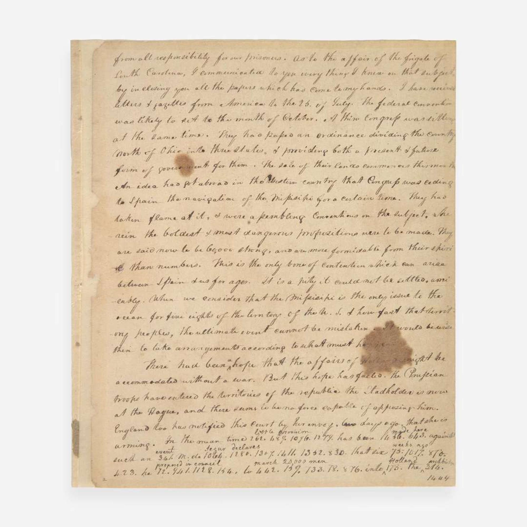 [Presidential] [Jefferson, Thomas] (Washington, Henry A.) Manuscript Copy of an Autograph Letter