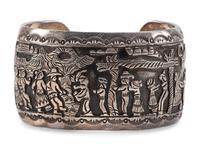 Navajo Sterling Silver Storyteller Cuff Bracelet