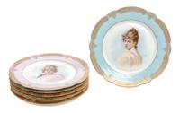 Six Limoges Cabinet Plates Diameter 9 1/2 inches.