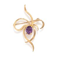 AMETHYST AND YELLOW GOLD BROOCH