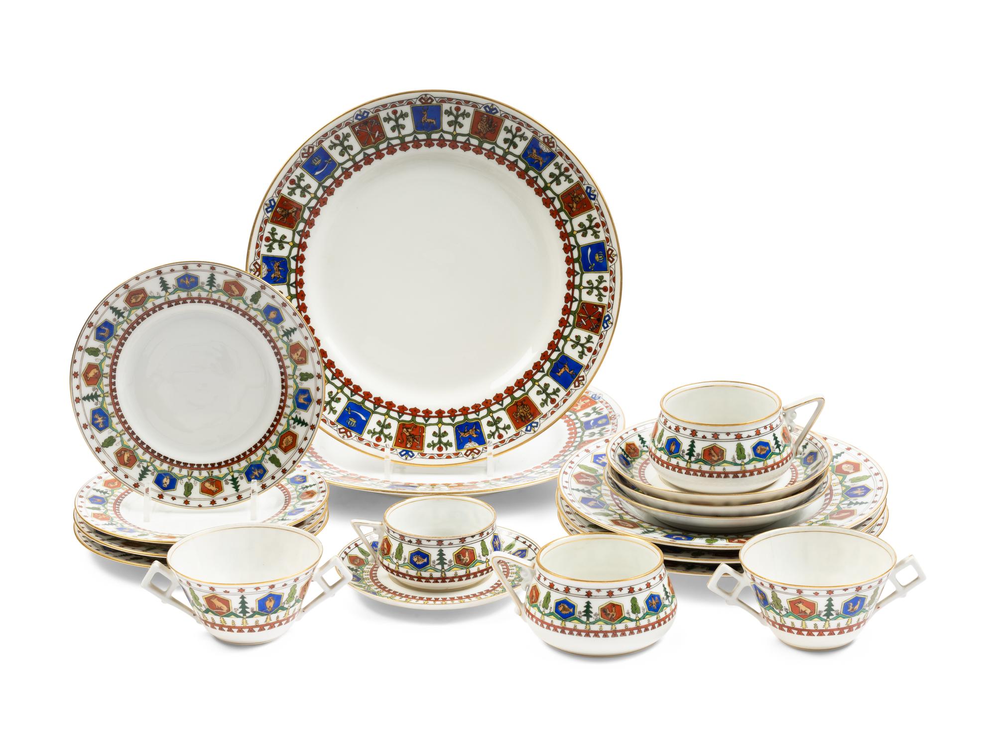 A Collection of Kornilov Bros. Porcelain Dinner Articles