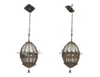 A Pair of Bronze "Montgolfière" Bird Cage Lanterns